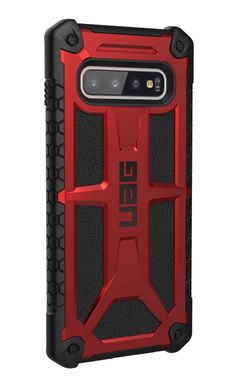 Чехол противоударный UAG Monarch для Samsung Galaxy S10+ красный ТПУ+кожа Crimson фото