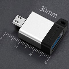 Перехідник Micro-USB to OTG Usams A1 сірий Silver (US-SJ187) фото