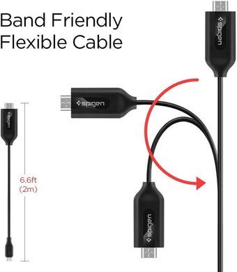 Кабель Spigen Essential C20CH USB-C to HDMI 2 метра чорний Black фото