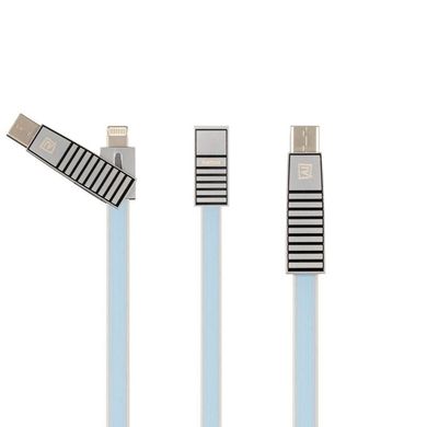 Кабель Lightning/MicroUSB/Type-C to USB Remax RC-072th 3in1 1 метр голубой Blue фото