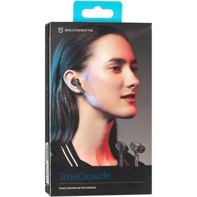 Навушники бездротові вакуумні SoundPeats True Capsule Bluetooth з мікрофоном чорні Black фото