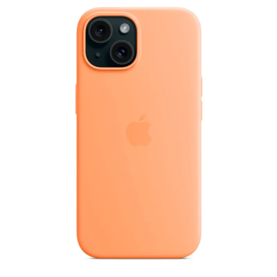 Чохол Apple Silicone case with MagSafe для iPhone 15 Orange Sorbet AAA фото