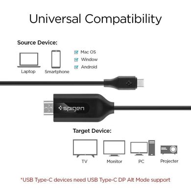 Кабель Spigen Essential C20CH USB-C to HDMI 2 метра чорний Black фото