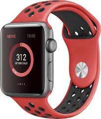 Ремешок Nike Band для Apple Watch 42/44mm силиконовый красный+черный спортивный ARM Series 6 5 4 3 2 1 Red+Black фото