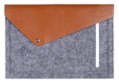 Фетровый чехол-конверт Gmakin для Macbook New Air 13 (2018-2020) серый+коричневый (GM12-13New) Gray+Brown фото