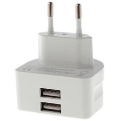 Мережевий зарядний пристрій Remax 2 порту USB швидка зарядка 2.1A СЗУ біле White (RP-U22) фото
