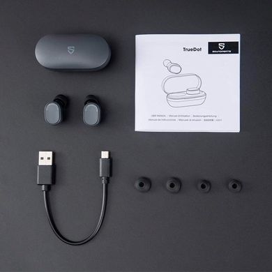 Навушники бездротові вакуумні SoundPeats True Dot Bluetooth з мікрофоном чорні Black фото