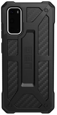 Чехол противоударный UAG Monarch для Samsung Galaxy S20 черный ТПУ+пластик Carbon Fiber фото