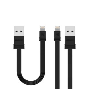 Кабель Lightning to USB Remax Tengy RC-062i 2in1 1 метр + 16 см чорний Black фото