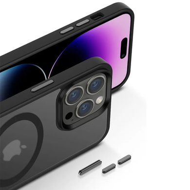 TPU+PC чохол Metal Buttons with MagSafe Colorful для Apple iPhone 12 Pro Max чорний Black фото