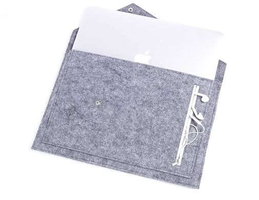 Фетровый чехол-конверт Gmakin для Macbook New Air 13 (2018-2020) серый+черный (GM13-13New) Gray+Black фото