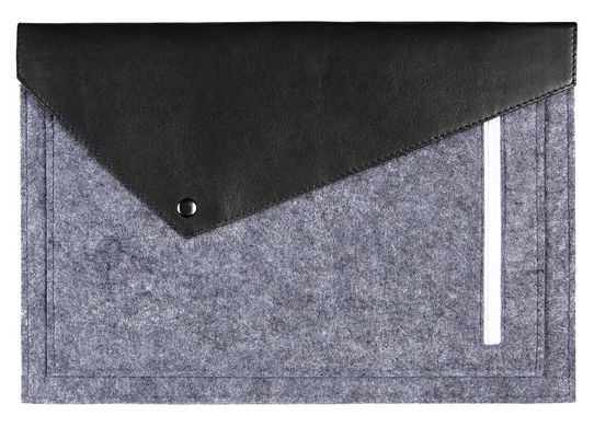 Фетровий чохол-конверт Gmakin для Macbook New Air 13 (2018-2020) сірий + чорний (GM13-13New) Gray + Black фото
