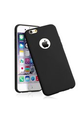 Чехол силиконовый с вырезом под яблоко для iPhone 6/6s Black фото