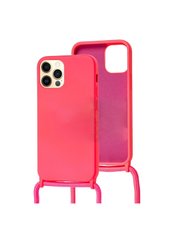 Чохол силіконовий ARM на шнурку для iPhone 12/12 Pro рожевий Bright Pink фото
