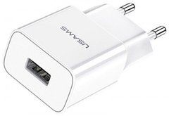 Мережевий зарядний пристрій Usams US-CC060 1 порт USB швидка зарядка 2.1A СЗУ біле White фото
