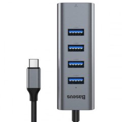 USB HUB на 4 порти USB + HDMIBaseus Type-C (CAHUB-N0G) сірий Metal фото
