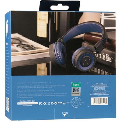 Навушники бездротові Hoco W16 Bluetooth з мікрофоном сині Blue фото