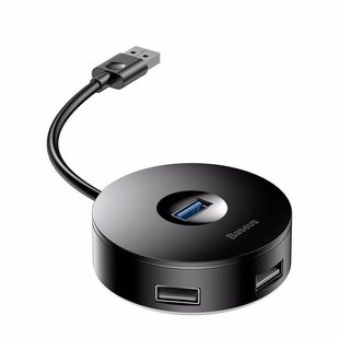 USB HUB на 4 порта USB Baseus Round Box (CAHUB-F01) чорний Black фото