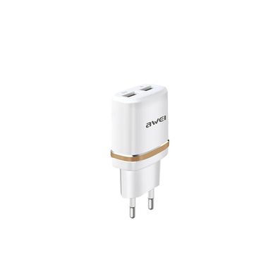 Мережевий зарядний пристрій AWEI C-930 (Y644271-098) 2 порту USB швидка зарядка 2.1A СЗУ біле White фото