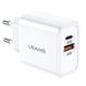 Мережевий зарядний пристрій Usams T15 + Type-C 1 порт USB швидка зарядка 3.2A СЗУ біле White (US-CC070), Білий