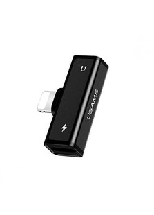 Переходник USAMS US-SJ270 AU05 Dual Lightning Charging and Audio Adapter Black фото