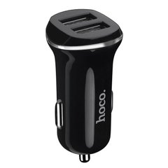 Автомобільний зарядний пристрій Hoco Z1 2 порту USB швидка зарядка 2.1A АЗП чорне Black + USB кабель MicroUSB фото