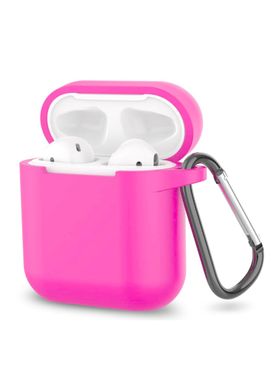 Силіконовий чохол для Airpods 1/2 рожевий ARM з карабіном захисний Barbie Pink фото
