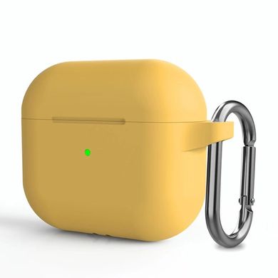 Чохол ARM силіконовий з карабіном microfiber для AirPods 3 жовтий Yellow фото