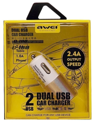 Автомобильное зарядное устройство Awei C-100 2 порта USB быстрая зарядка 2.4А АЗУ золотой Gold фото
