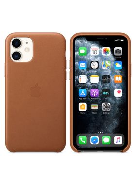Чехол кожаный ARM Leather Case для iPhone 11 коричневый Saddle Brown фото
