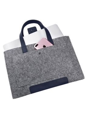 Фетровый чехол-сумка Gmakin для MacBook Air/Pro 13.3 серый с ручками (GS03) Gray фото