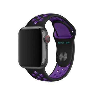 Ремінець Nike Band для Apple Watch 38 / 40mm силіконовий чорний + фіолетовий спортивний ARM Series 6 5 4 3 2 1 Black + Grape фото