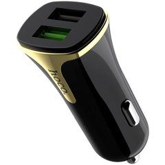 Автомобільний зарядний пристрій Hoco Z31 2 порту USB швидка зарядка 3.4A АЗП чорне Black / Gold + USB кабель Type-C фото