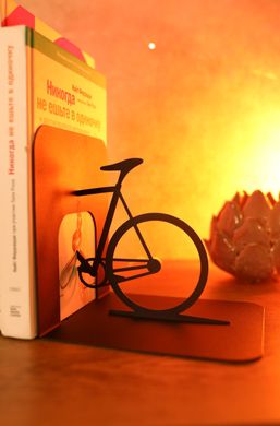 Держатель для книг металлический MetalHomeLab "Велосипед" черный Black фото