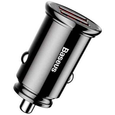 Автомобільний зарядний пристрій Baseus Circular Plastic 2 порту USB швидка зарядка 5A АЗП чорне (CCALL-YD01) Black фото