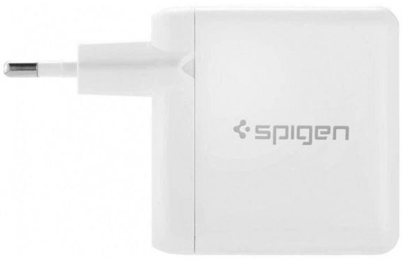 Сетевое зарядное устройство Spigen Essential F207 2 порта USB быстрая зарядка 3.0A СЗУ белое White фото