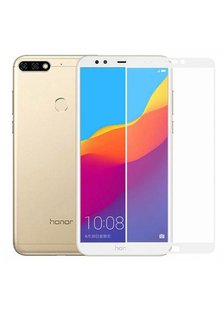 Защитное стекло с рамкой для Huawei Y7 Prime 2018 white фото