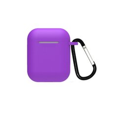 Силиконовый чехол для Airpods 1/2 фиолетовый ARM с карабином защитный Violet фото