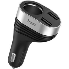 Автомобільний зарядний пристрій Hoco Z29 Display 2 порту USB швидка зарядка 3.1A АЗП чорне Black / Silver фото