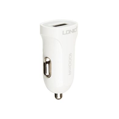 Автомобільний зарядний пристрій LDNIO 1 порт USB 1А АЗП біле White (DL-C17) фото