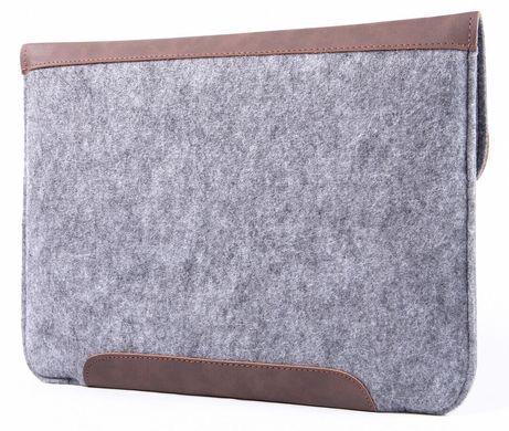 Фетровый чехол-конверт Gmakin для Macbook New Air 13 (2018-2020) серый+коричневый (GM45-13New) Gray+Brown фото