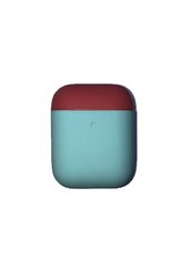 Силіконовий чохол для Airpods 1/2 м'ятний + червоний ARM тонкий Coast Blue + Hibiscus фото