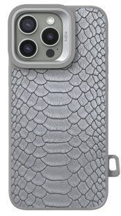 Чохол Kajsa Snake Pattern with MagSafe для iPhone 16 Pro Light Gray фото