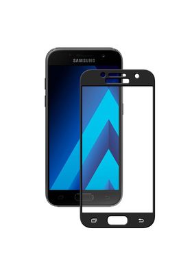 Захисне скло для Samsung A3 (2017) CAA 2D з проклеюванням по рамці чорна рамка Black фото