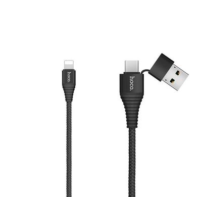 Кабель Lightning to USB/USB Type-C Hoco U26 1 метр черный Black фото