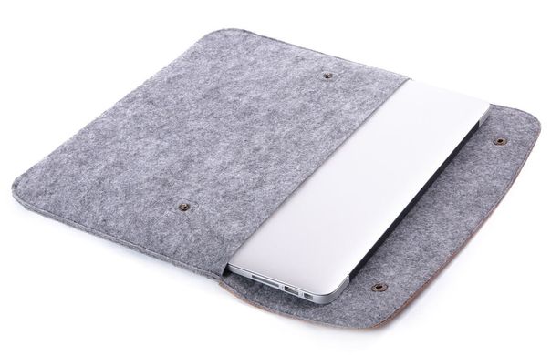 Фетровий чохол-конверт Gmakin для Macbook New Air 13 (2018-2020) сірий + коричневий (GM46-13New) Gray + Brown фото