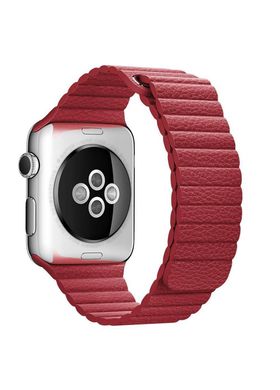 Ремінець Leather loopдля Apple Watch 42 / 44mm шкіряний червоний магнітний ARM Series 6 5 4 3 2 1 Red фото