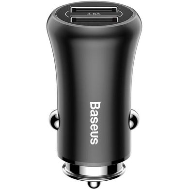 Автомобільний зарядний пристрій Baseus Gentleman (CCALL-GB01) 2 порту USB швидка зарядка 4.8A АЗП чорне Black фото