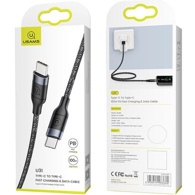 Кабель USB Type-C to USB Type-C Usams US-SJ400 U31 1,2 метра чорний Black фото