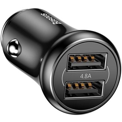 Автомобільний зарядний пристрій Baseus Gentleman (CCALL-GB01) 2 порту USB швидка зарядка 4.8A АЗП чорне Black фото